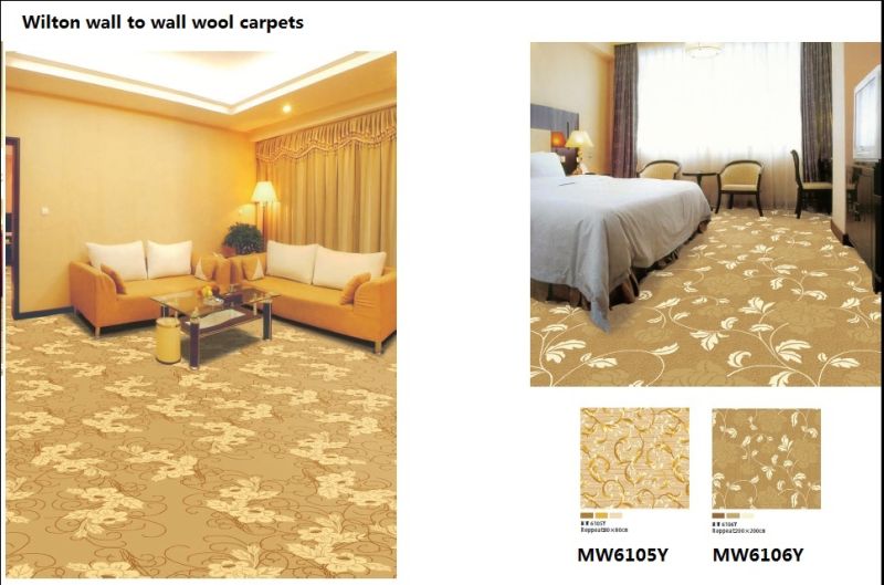 Machine Woven Wilton Wool Wall to Wall Hotel Carpets for Corridor