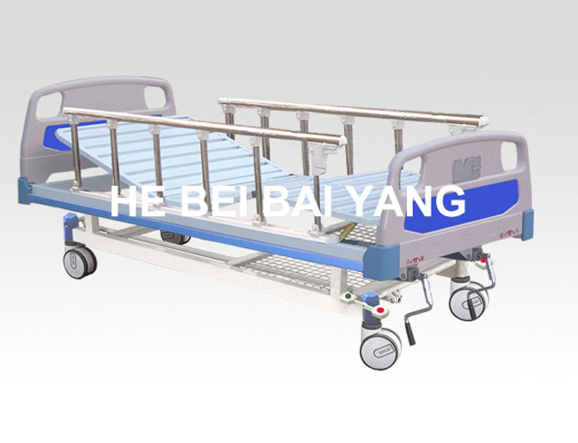 (A-51) -- Movable Double-Function Manual Hospital Bed with ABS Bed Head