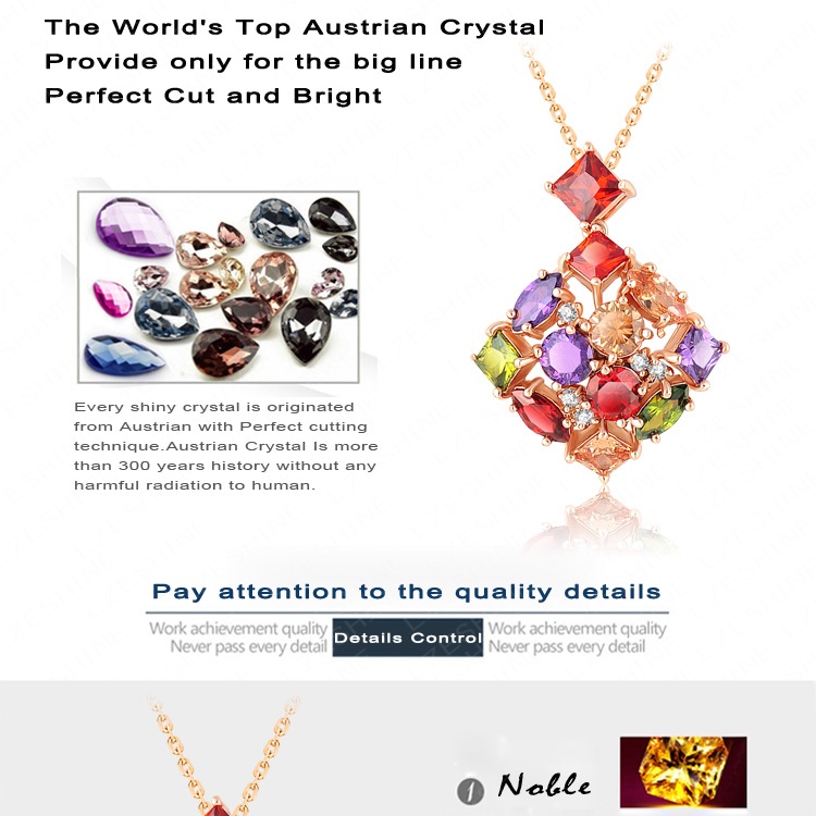 18k Golden Plated Colorful Zircon Female Necklace (CNL0032-C)