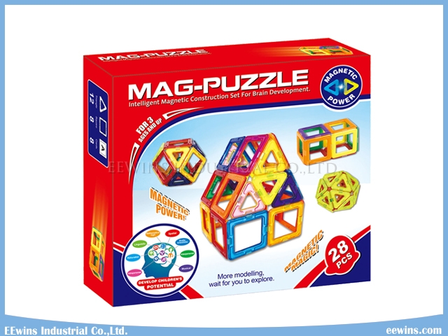 28PCS 3D Magnetic Toys Puzzle Wisdom Mag Building Blocks Toys Education Toys for Kids