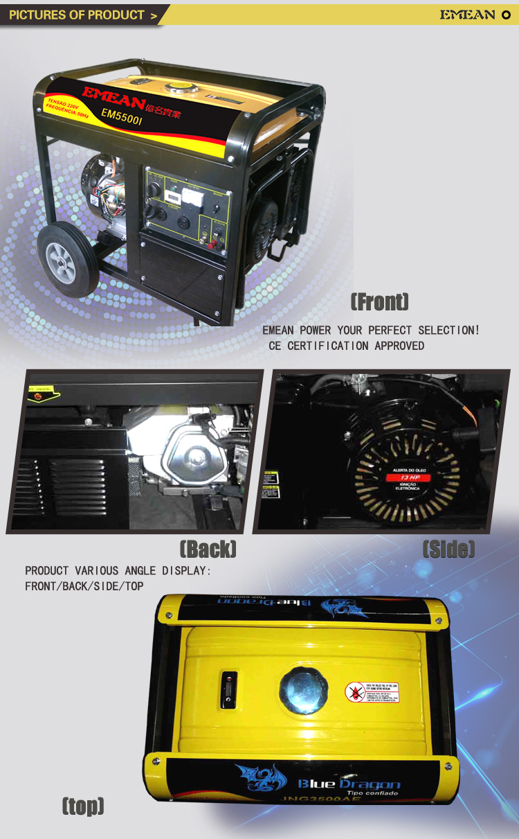 4kVA/4kw Small Single Phase Petrol Gasoline Generator (EM5500I)