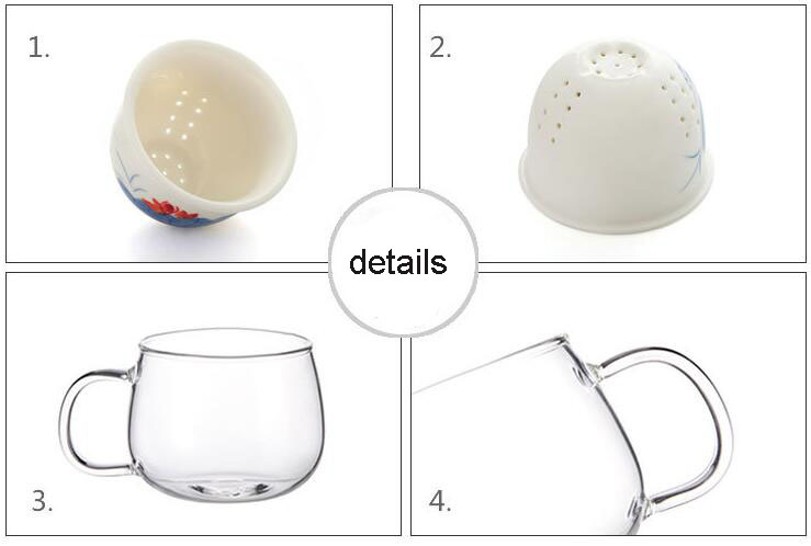 High Borosilicate Glass Tea Cup with Ceramic Infusion