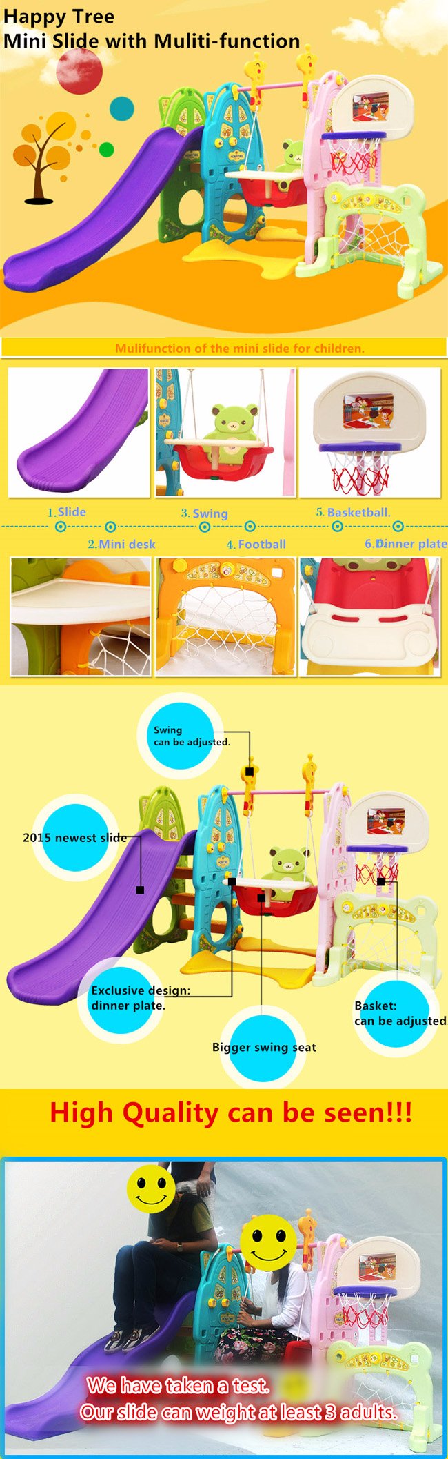 Children Indoor Plastic Slide Toys for Supermarket