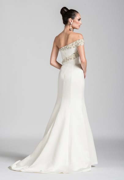 Beaded One Shoulder Evening Dress