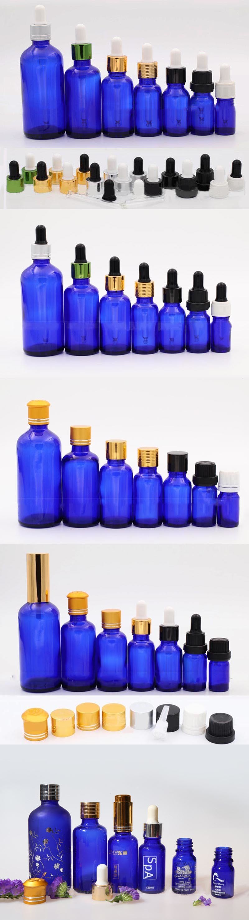 Blue Essential Oil Glass Bottle with Dropper (NDB07)