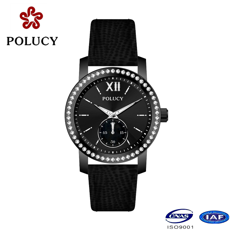Factory OEM Black Color Wrist Watch for Women
