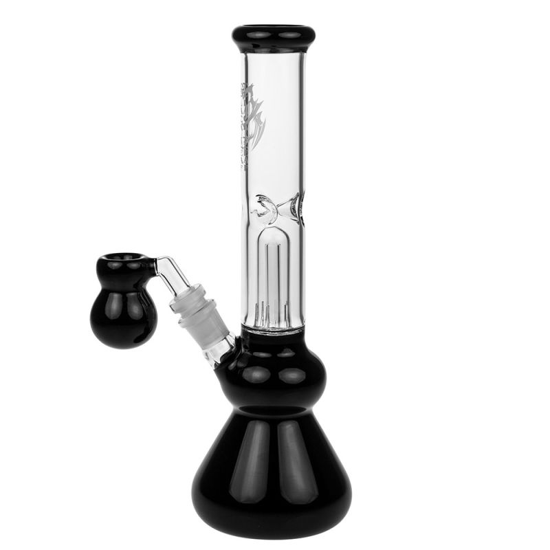 Black Leaf Glass Beaker Base Ice Smoking Pipes with Precooler (ES-GB-370)