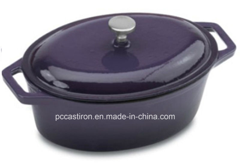 Cast Iron Casserole in Oval Shape with Cast Iron Cover