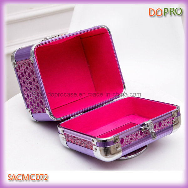 Beauty Shining Purple Surface Aluminum Jewellery Box with Mirror (SACMC072)