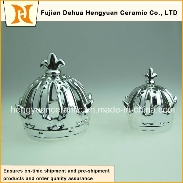 Surface Plating Ceramic Crown Candle Holders