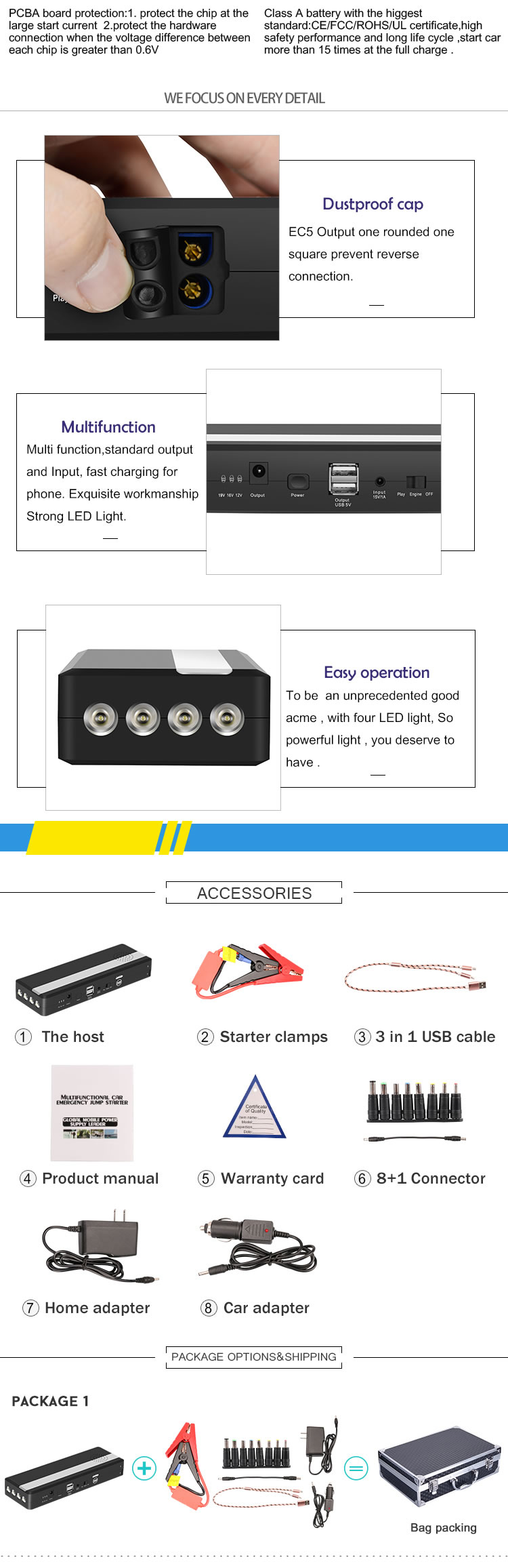 Multifunction Jump Starter with Blue Tooth Speaker for 12V Car