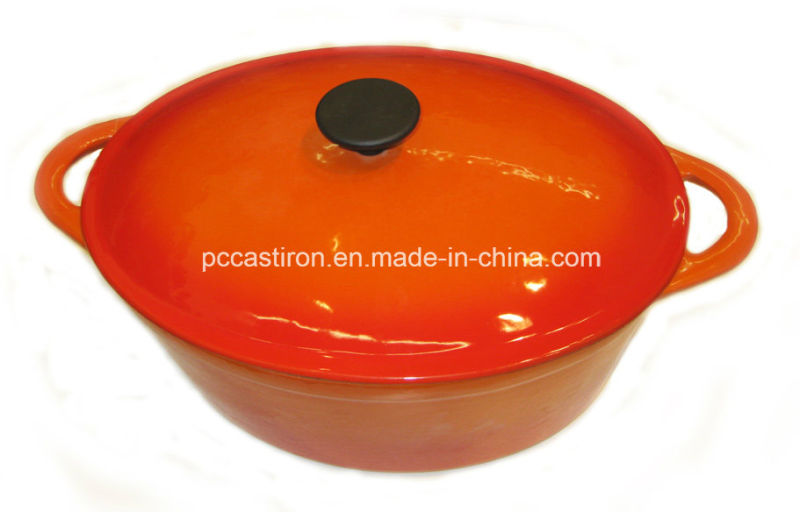 Enamel Oval Cast Iron Dutch Oven China Factory Size 33X26cm