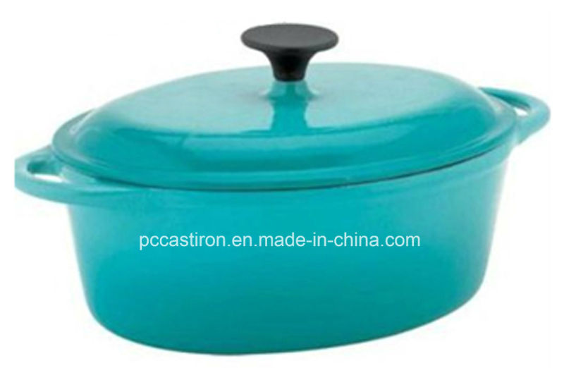 Oval Cast Iron Casserole Dutch Oven with Enamel Finishing Size 29X22X11.6cm