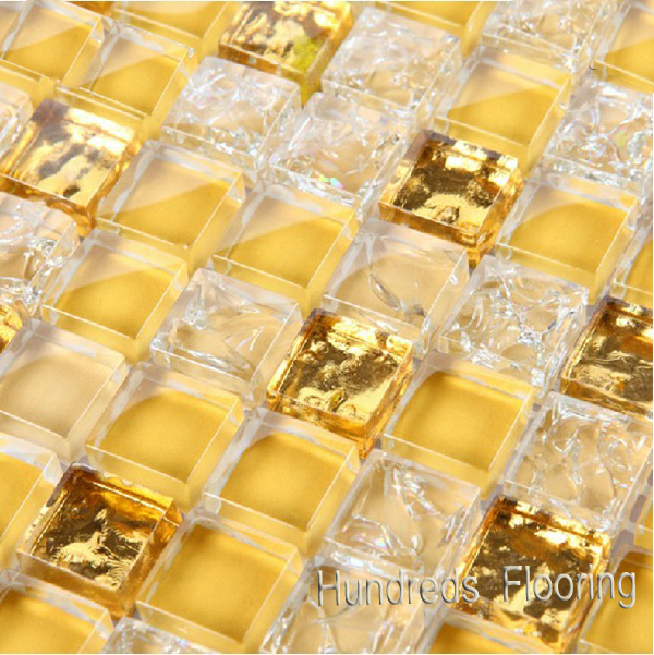 Gold Mosaic Wall Tile, Glass Mosaic (HGM344)