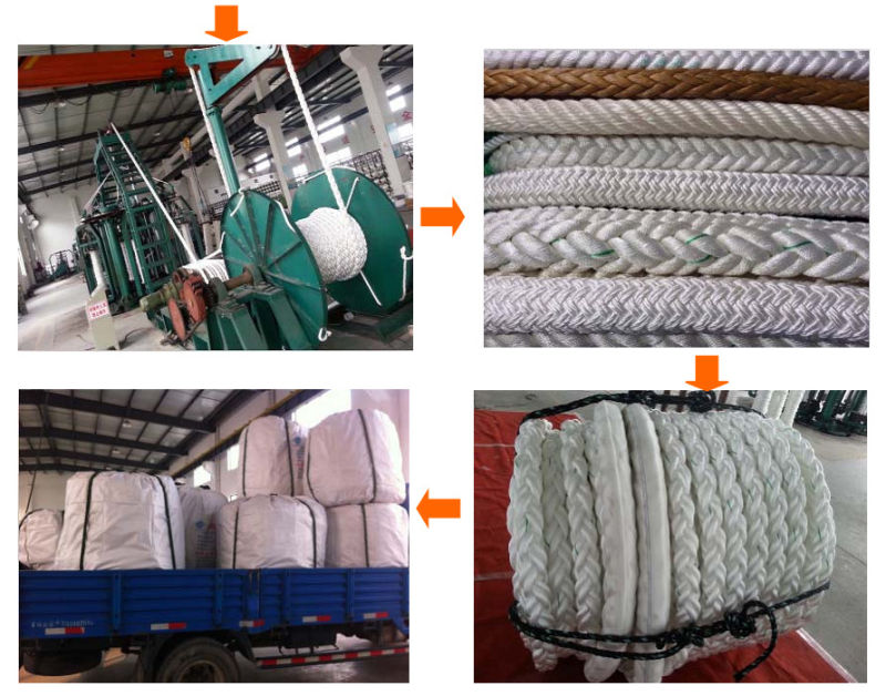 6-Strand Chemical Fiber Ropes Mooring Rope Polypropylene, Polyester Mixed, Nylon Rope