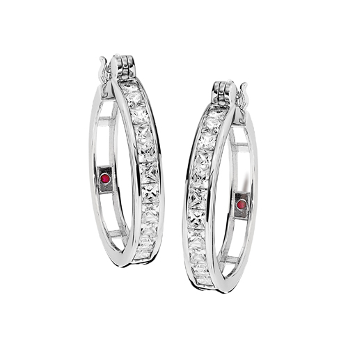 Hot Selling 925 Sterling Silver Hoop Earrings with Cubic Zirconia