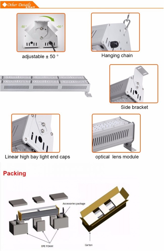 Supermarket Warehouse Bay Light LED Linear Light 200W with Rador Sensor