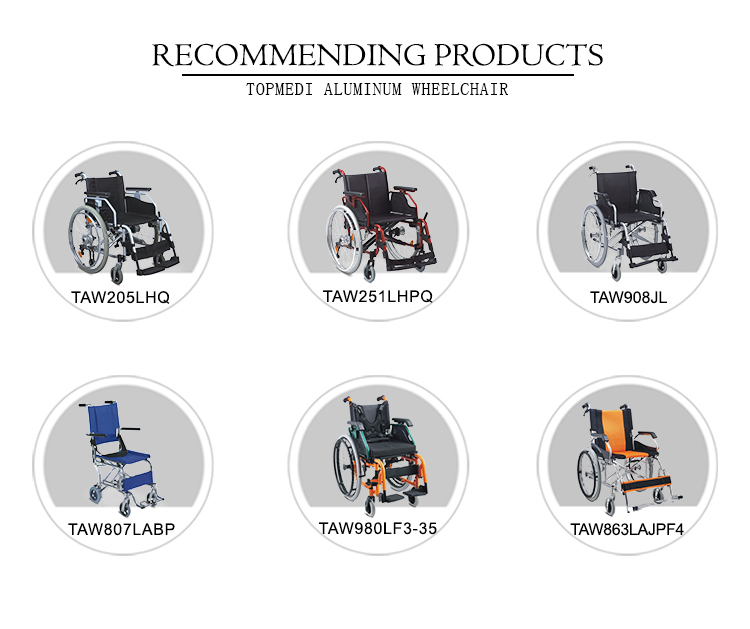 Topmedi Aluminum Portable Lightweight Foldable Travel Wheelchair for Disabled and Elderly People