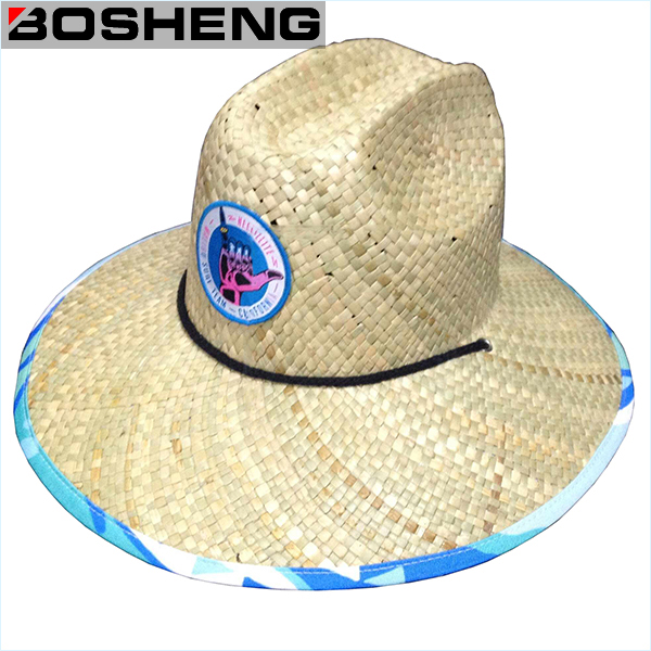 Straw Cowboy Hat with Chin Cord & Elastic Sweatband