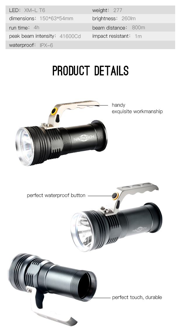 CREE XP-E LED 260 Lumens Waterproof Portable Light (NK-855)