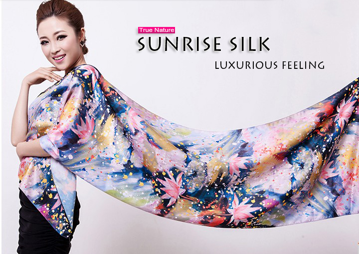 Printed Long Silk Scarf for Wholesale