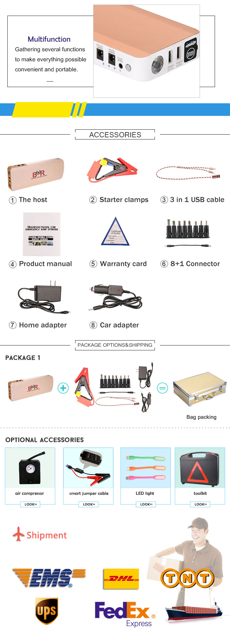 The Unique Jump Starter 18000mAh for 12V Gasoline and Diesel