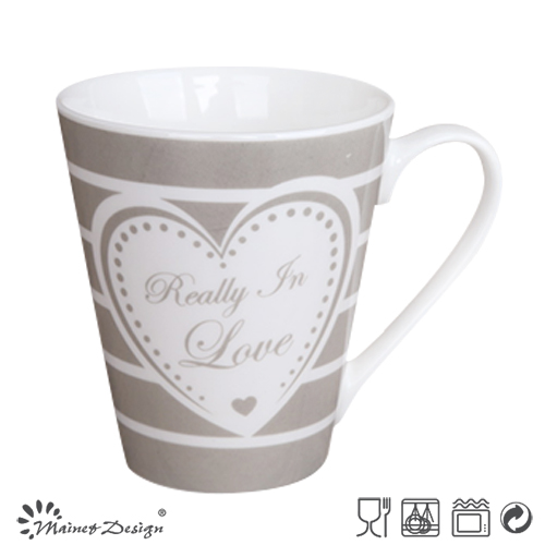 12oz V Shape Mug with Valentine Heart Decal