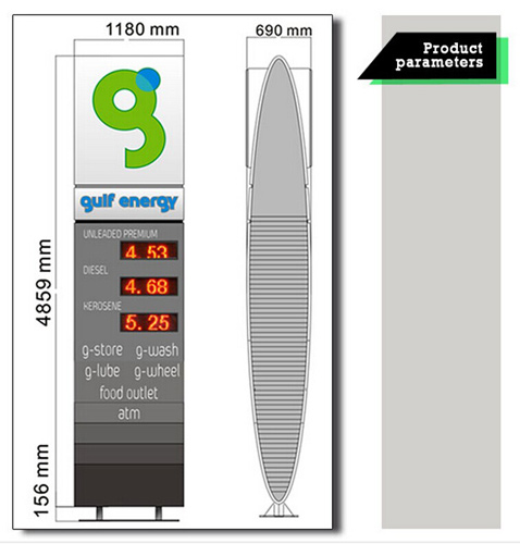 Outdoor Customized LED Pylon Sign for Gas Station