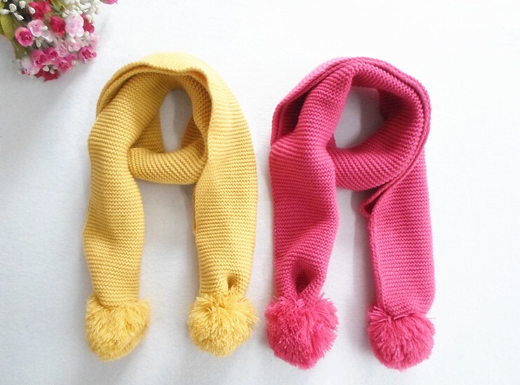 Double Ball Pure Color Woolen Yarn Knitting Scarf for Kids