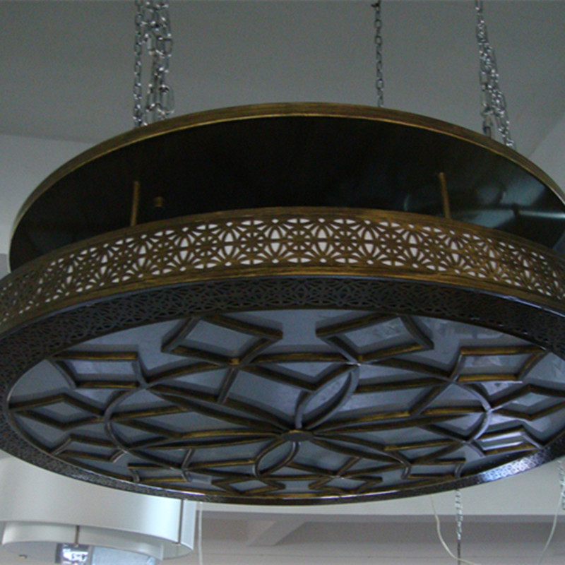 Chinese Style Antique Brass Round Glass Ceiling Lamp