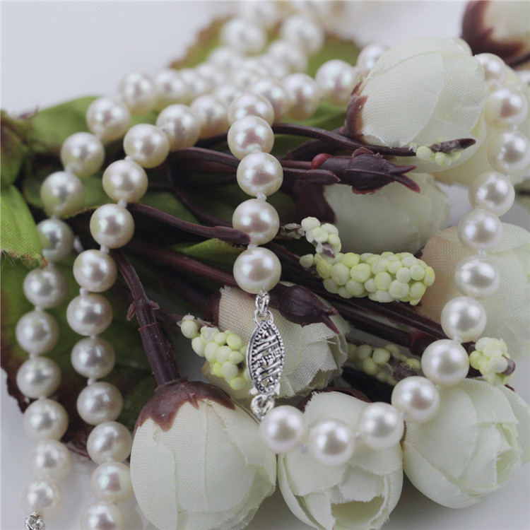 Snh 7mm Near Round White Pearl Jewelry Set