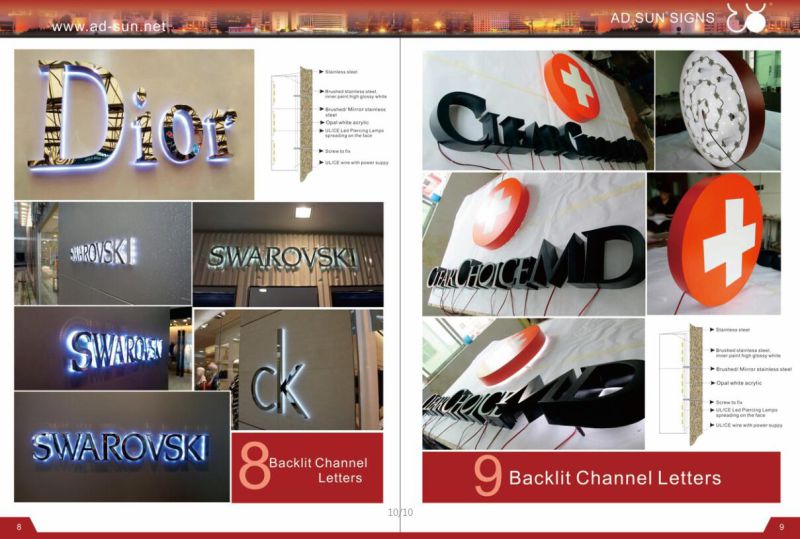 Store Advertising LED Lamp Panel Stainless Steel Resin Letters Sign