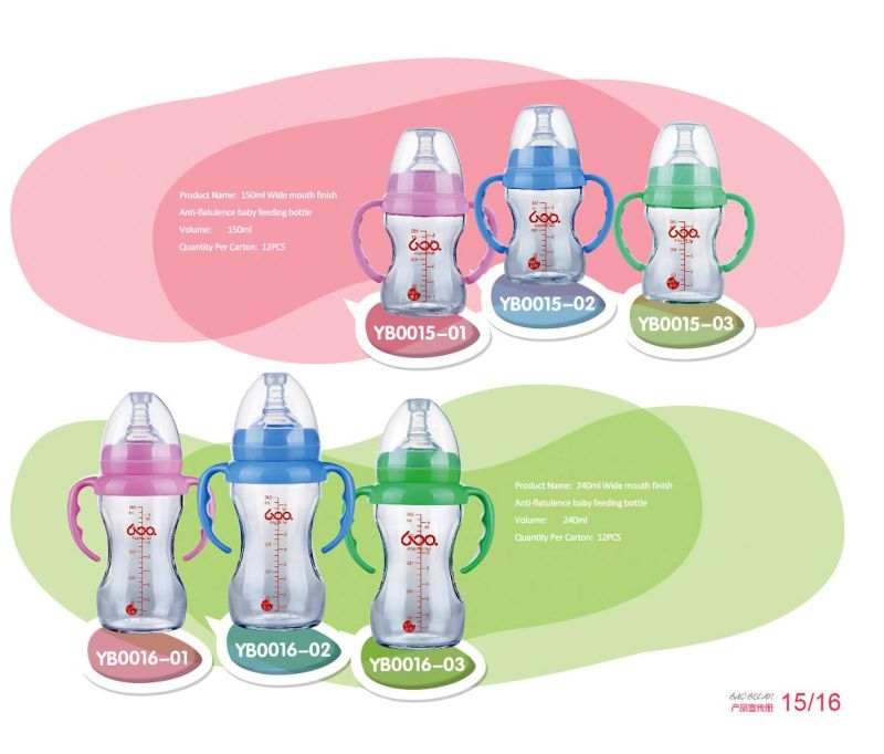 Neutral Borosilicate Glass Baby Feeding Bottle BPA Free