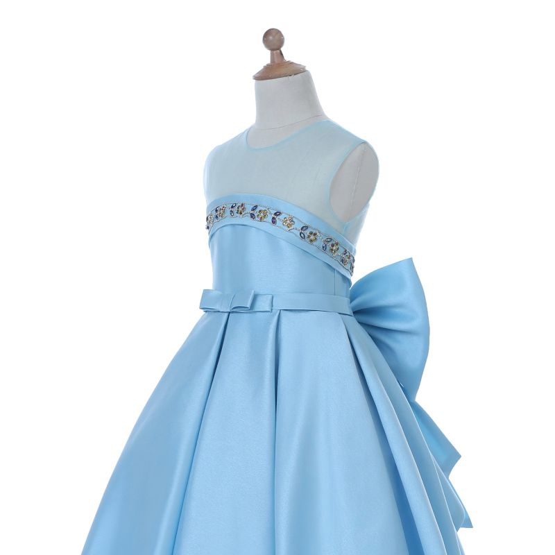 Blue/White Flower Girl Dress for Wedding and Ceremonial