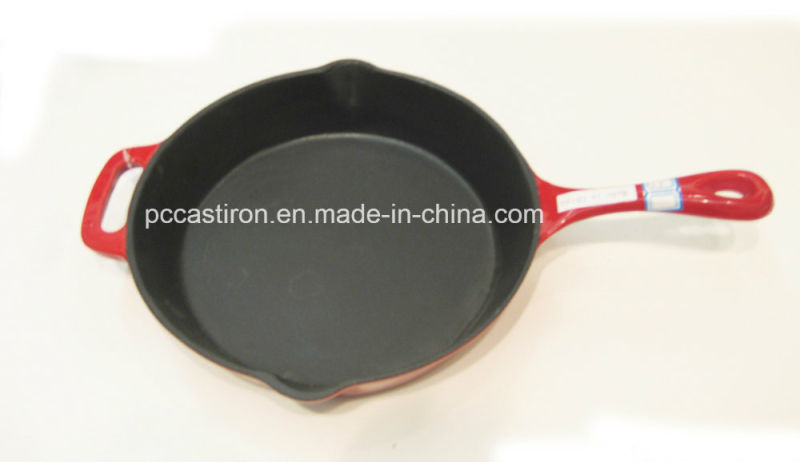 Preseasoned Enamel Cast Iron Frypan Dia 24cm