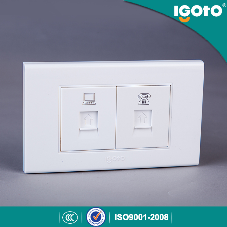 Igoto American Style A1072-3 Computer and Phone Jack, Rj11 Wall Socket