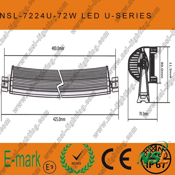 3PCS*24W LED off Road Light Bar, 19inch LED Curved Light Bar, Creee LED Light Bar