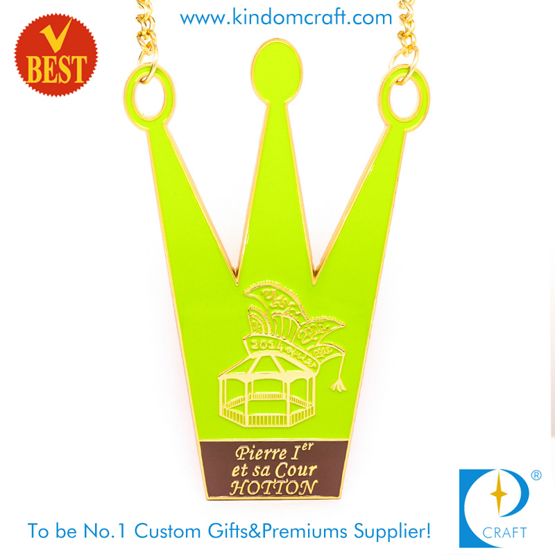 High Quality China Customized Soft Enamel Crown Shape City Medal with Gold Plating