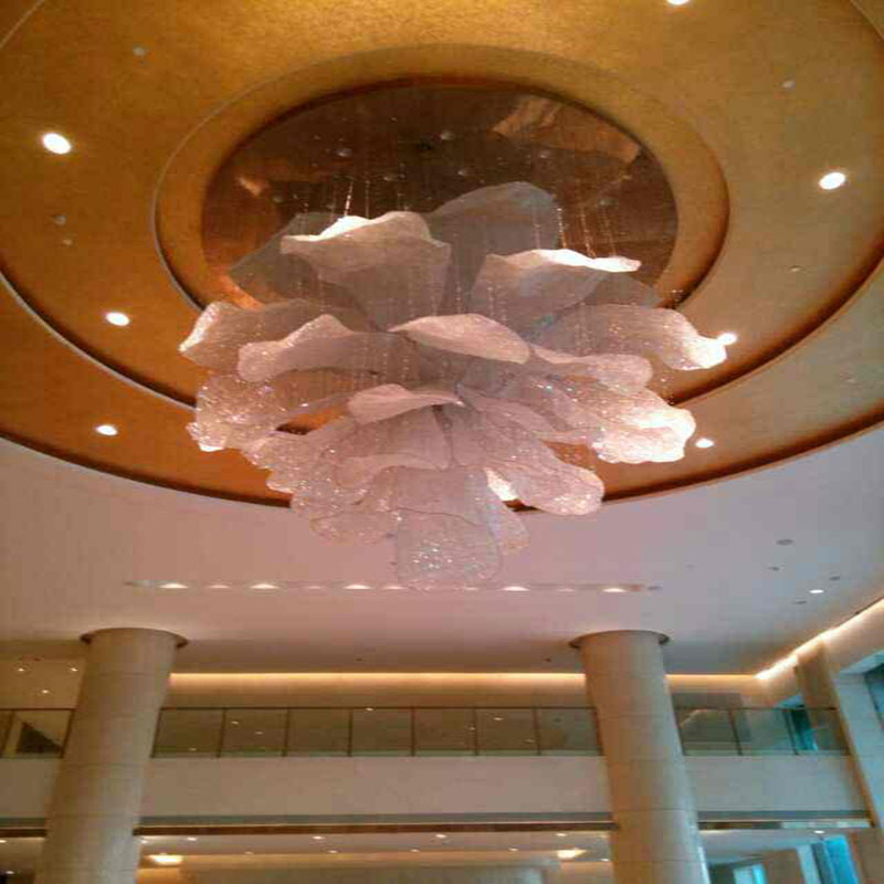 Hotel Decorative Modern Big Flowers Spectacular Crystal Hotel Project Pendant Lamp