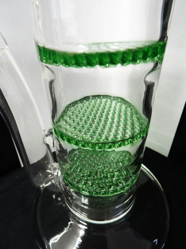 Three Layer Honeycomb Filtration Hookah Glass Smoking Water Pipes (ES-GB-336)