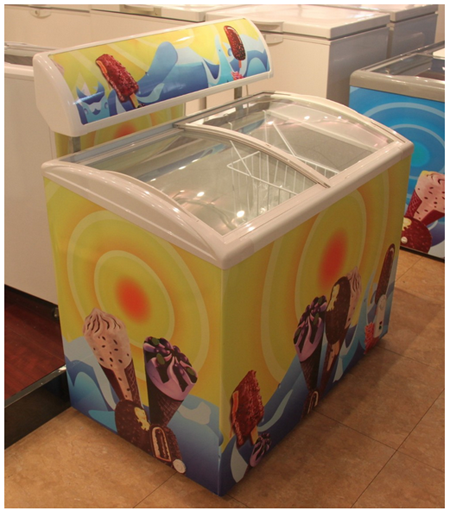 300L Ice Cream Freezer Glass Door Freezer Display Freezer