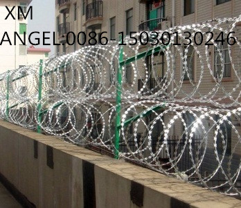 China Hot Dipped Galvanized Concertina Cross Type Razor Barbed Wire Supplier