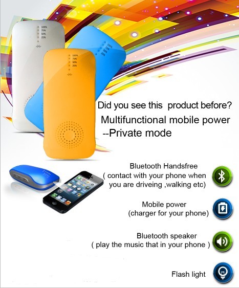 High Quality 2000mAh Mobile Power Bank Bluetooth Speaker with Flashlight (PB-01)