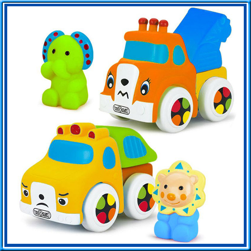 DIY Cartoon Animal Soft Plastic Building Block Car Toy Set