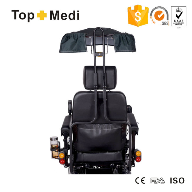 Topmedi Upgrade Electric Power Wheelchair with Awning Cup Phone Holder