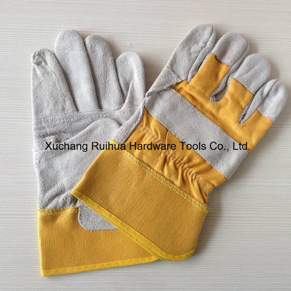 Industry Short Cowhide Leather Working Gloves, Safety Working Gloves, 10.5''patched Palm Leather Glove, Cow Split Leather Full Palm Working Glove, Driver Gloves