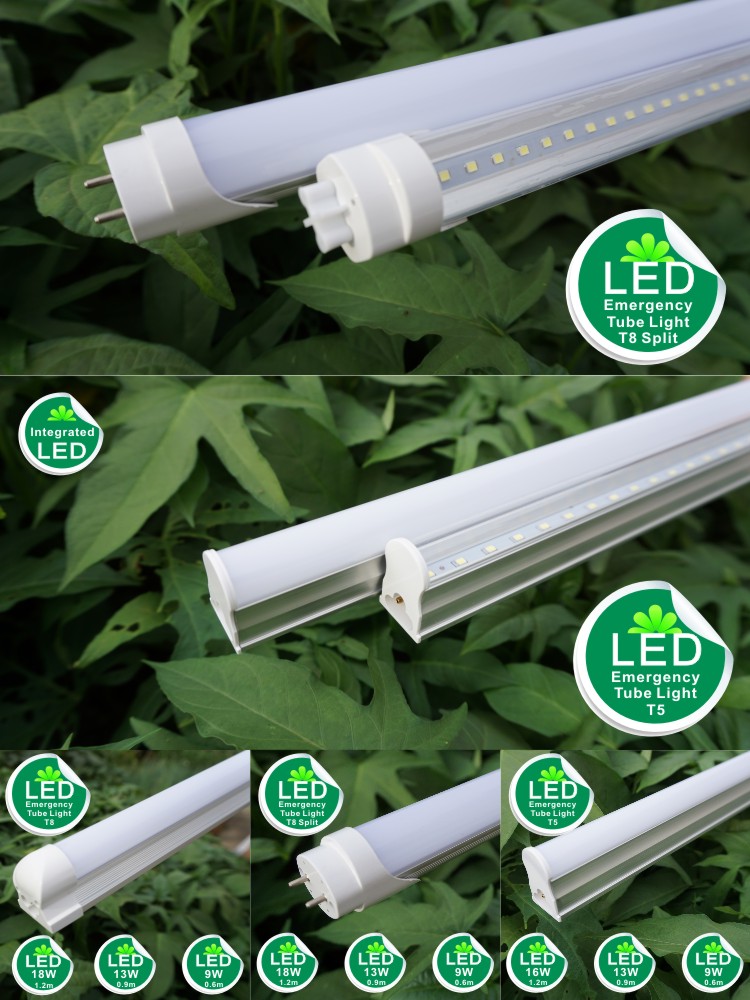 LED Emergency Tube lamp T8: 18W/1.2m, 13W/0.9m, 9W/0.6m Rechargeable with Backup Battery