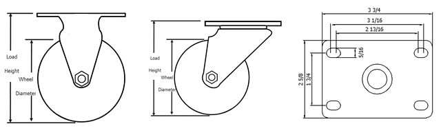 Medium Duty Blue PU Casters