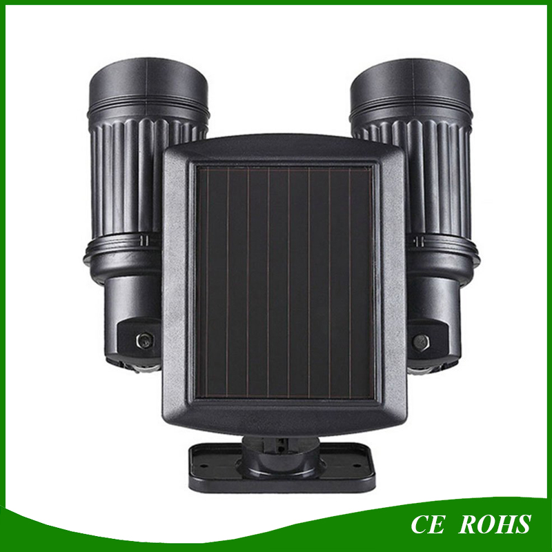 Angle Adjustable Dual Head LED Montion Sensor Solar Spotlight Solar Powered Outdoor Wall Light for Gate Garage