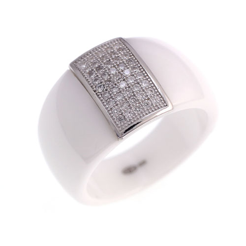 925 Sterling Silver and Ceramic Jewelry Ring (R21053)